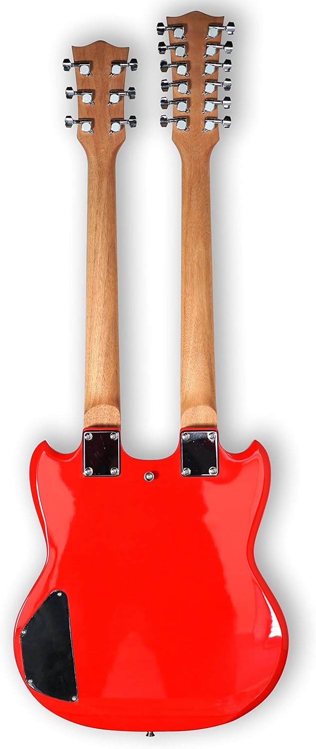 TARIO Double Neck Electric Guitar Double Head Electric Guitar 12 String & 6 String Mahogany Body Mahogany Neck