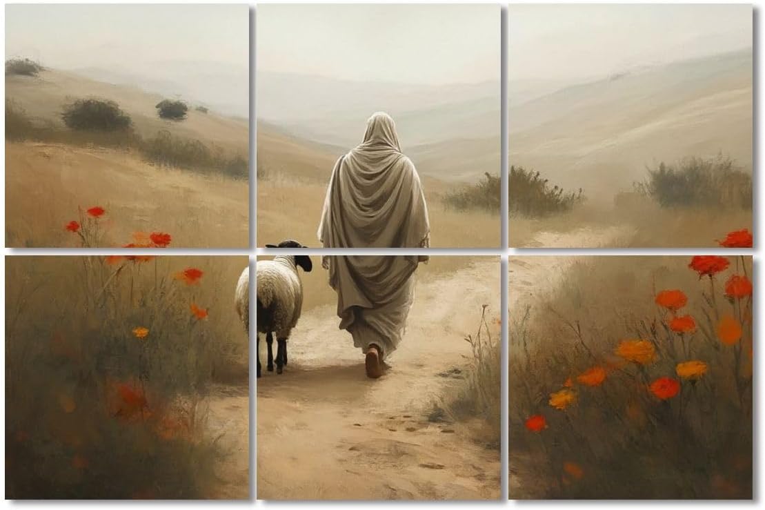 6 Pack Art Acoustic Panels Sound Absorbing Leaves 99 Sheep Christian Lost Lamb Robe Clad Figure Single Winding Decorative Soundproof Wall Panels Self Adhesive for Recording Studios Office 72