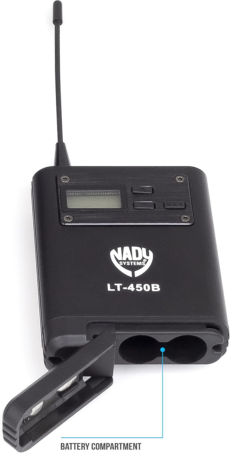Nady Systems D-450-LT-HM10 Quad Receiver 200-Channel Digital Wireless Lapel/Black Headworn Microphone System | All-Metal Bodypacks & Receiver | 300'+ Range | 4 Individual XLR & 1 Sum ¼ Outputs