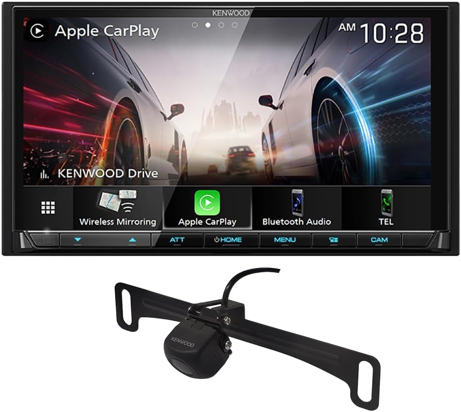 KENWOOD DMX9708-230LP 6.95-Inch Capacitive Touch Screen, Car Stereo, Wired and Wireless CarPlay and Android Auto, Bluetooth, AM/FM Radio, MP3 Player | Plus KENWOOD CMOS-230LP Universal Backup Camera