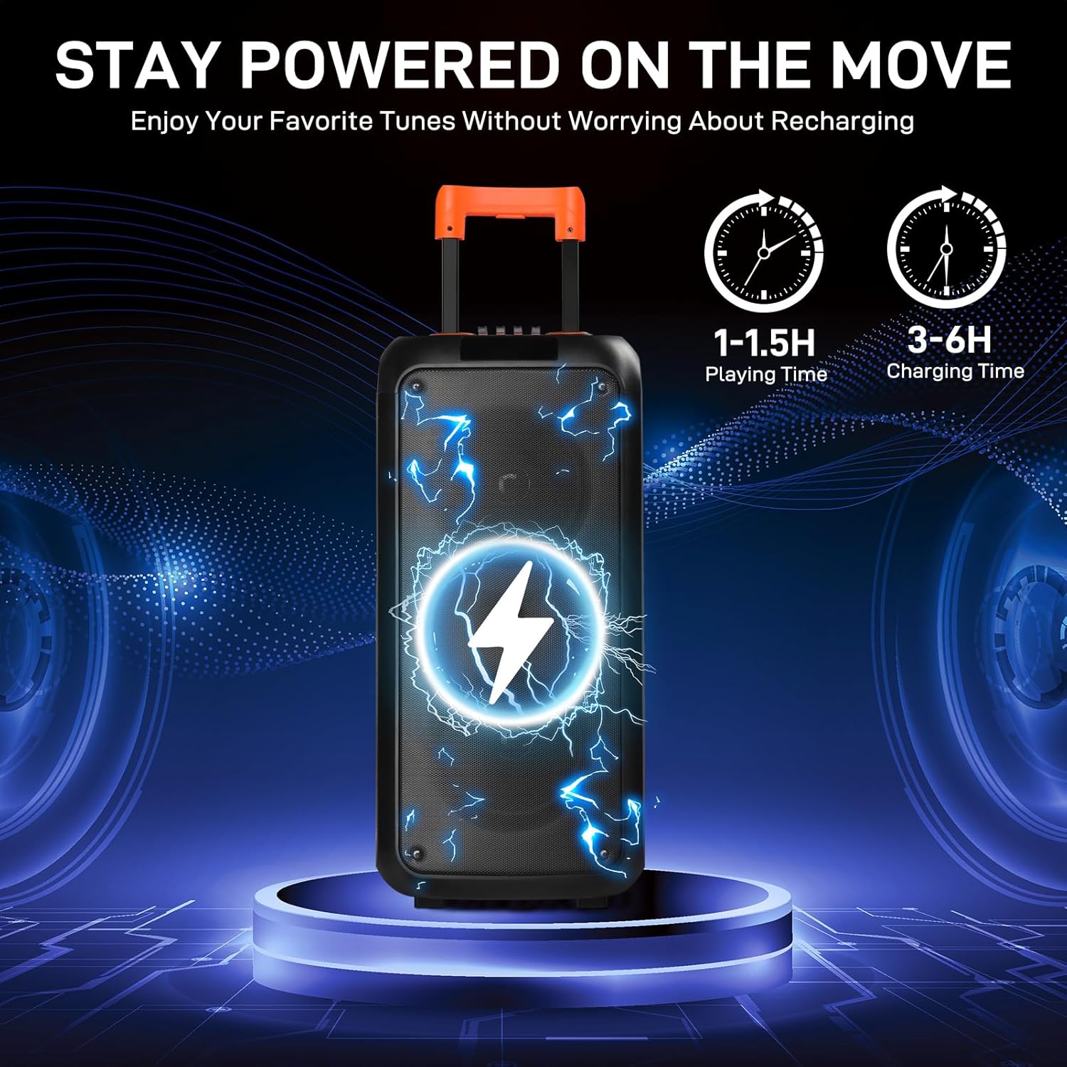 Ktaxon Karaoke Machine with 2 Wireless Microphones, Portable Outdoor & Indoor Bluetooth Speaker with Multi Light Modes, Dual 8