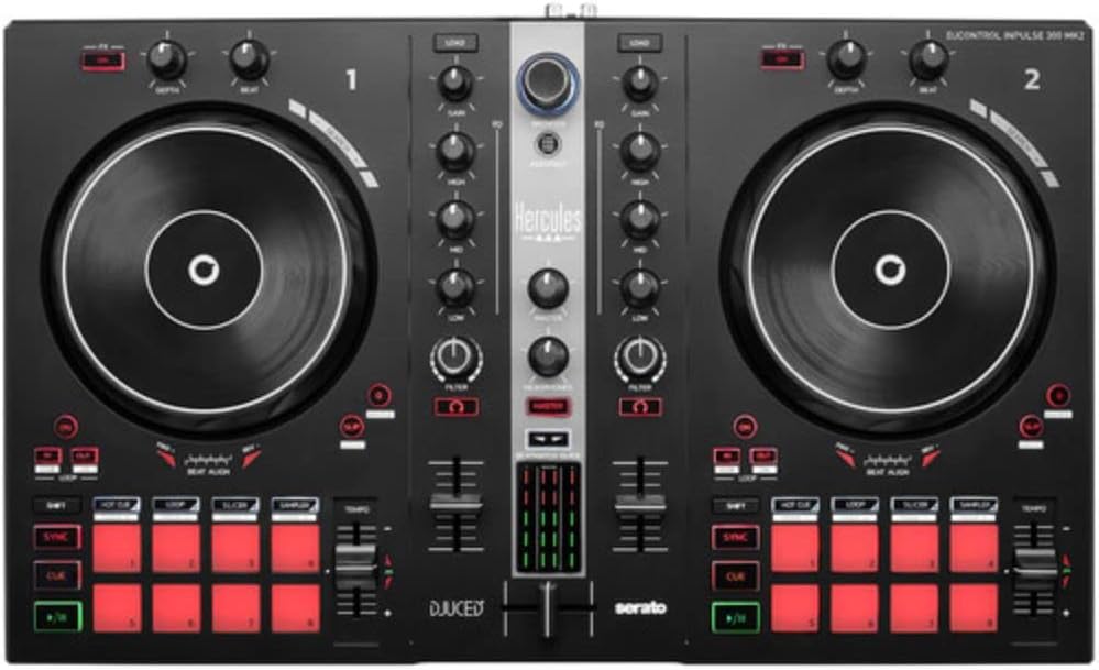 Hercules DJ Control Inpulse 300 2-Deck USB DJ Controller for Serato DJ Lite and DJUCED Bundle with Hercules HDP DJ60 Closed-Back, Over-Ear DJ Headphones