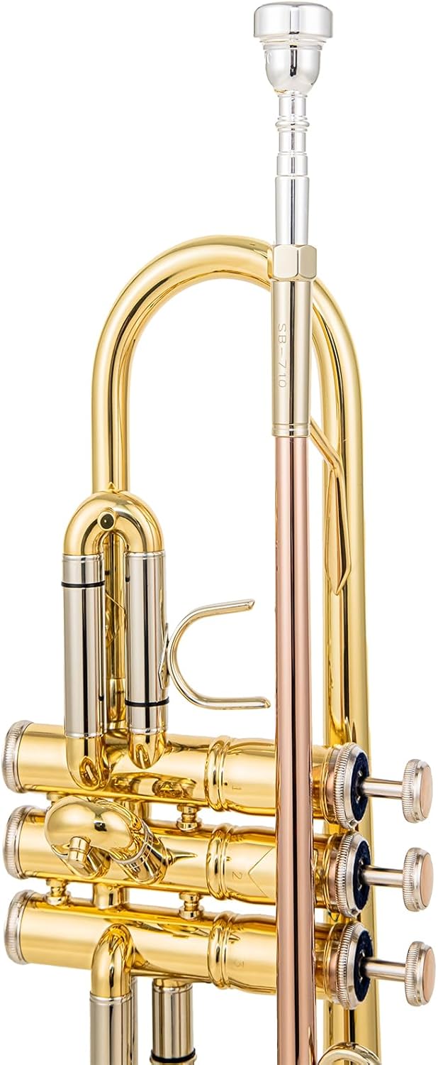 Bb trumpets red gold brass leadpipe mouthpipe advanced student professional trumpet Musical Instruments For Beginner Adults (710 gold brass)