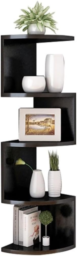 Corner Shelf Corner Shelves Corner Display Rack 5 Tier Corner Shelf Wall Mount Floating Shelves For Corner Plant Stand Corner Bookshelf Living Room Corner Storage Shelf Corner Bookshelf(Color:Black)