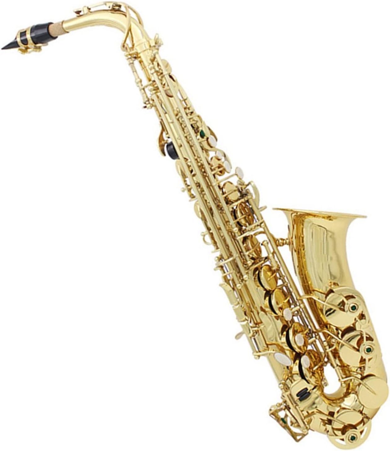 EB Alto Saxophone Brass Lacquered Gold Professional Woodwind Instrument E Flat Sax with Case Strap