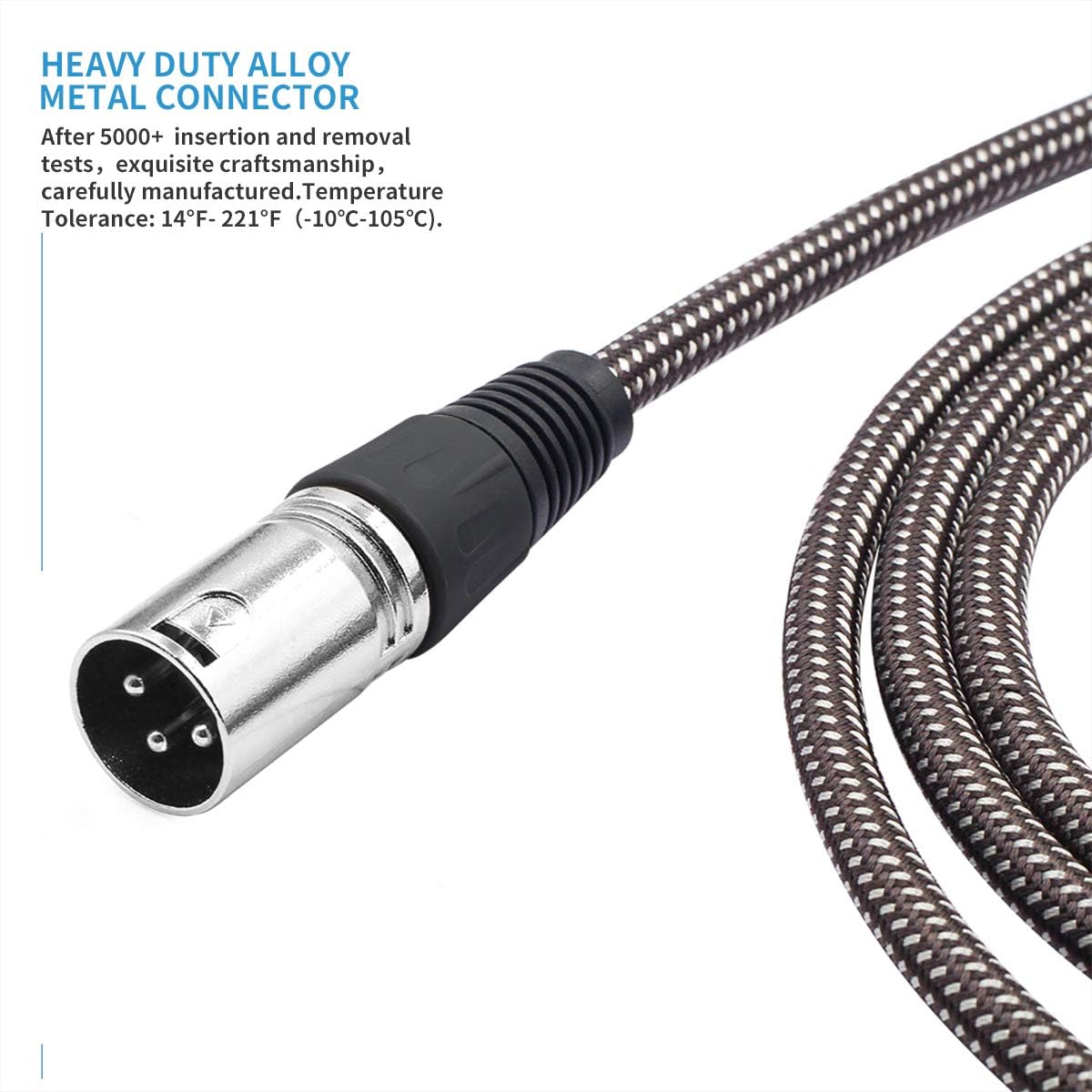 BIFALE Heavy Duty Hybrid Braided XLR Patch Cable - 25ft, 3Pin XLR Male to Female Multi-Colored Microphone Cable Balanced Mic/Snake Cord - 10Pack (TOP Series)