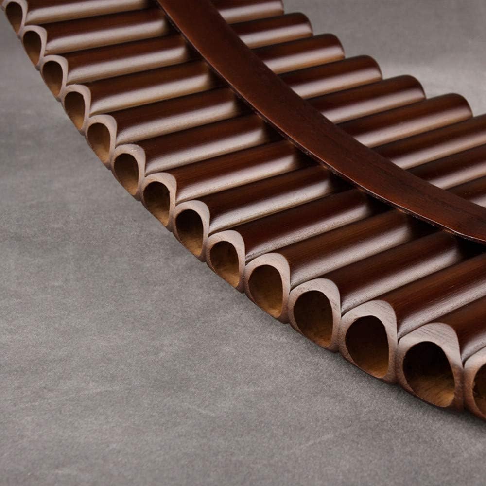 22/25 Pipes C Key Professional Pan Flute Chinese Traditional Musical Instrument Pan Pipes Easy to Learn with Exquisite Brown Pan Pipes Flute and Black PU Bag Included (25-Left Hand)