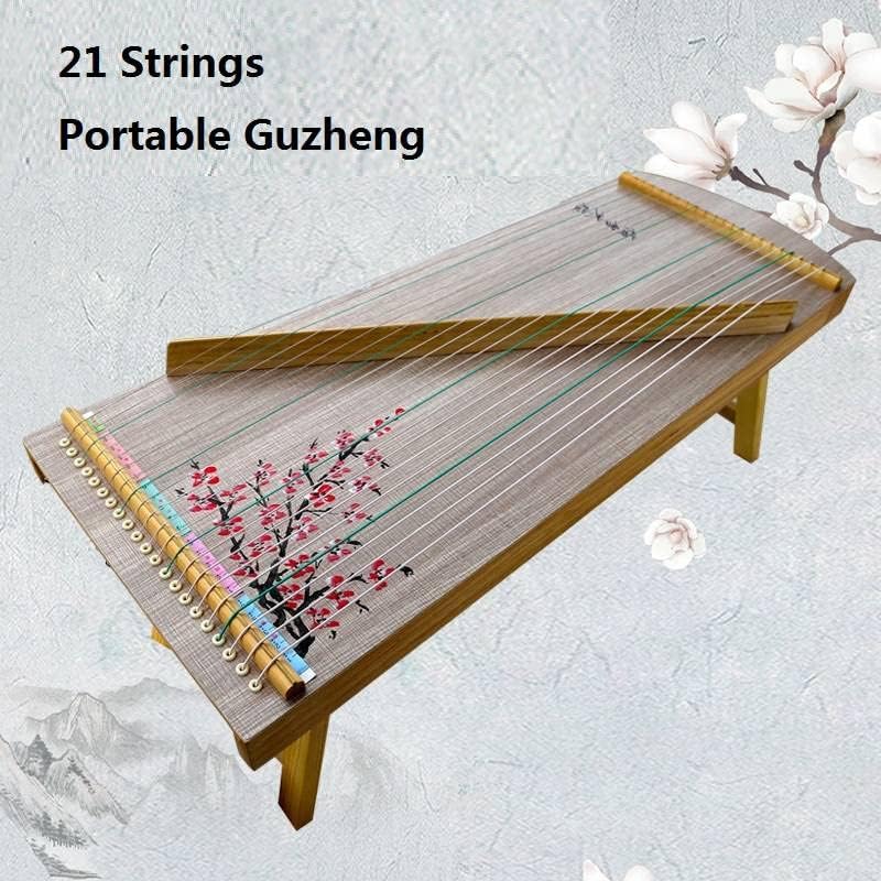 LANDTOM Paulownia Guzheng Mini Finger Trainer With Accessories, 21 Strings, Suitable For Beginners, Adults, Children (A)