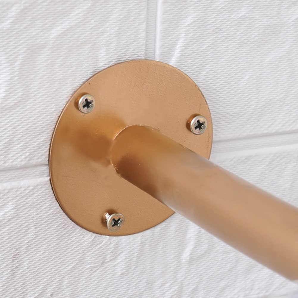 Retail Dressing Room Curtain Rod - Wall Mount Metal Rod - L-Shaped Corner Fitting Room Shelf - Shower Curtain Rod (Color : Gold, Size : 90x110cm)