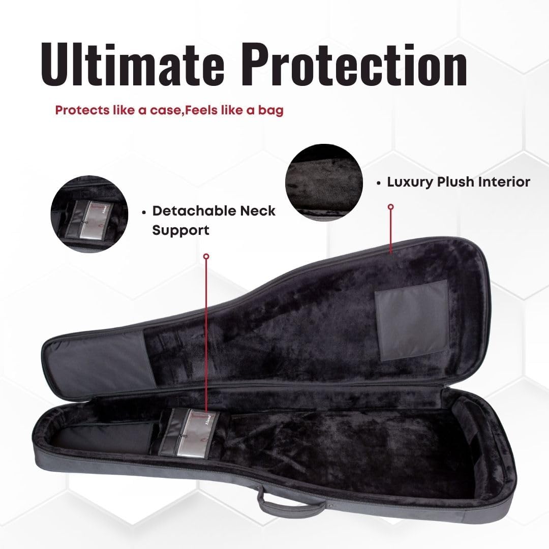 VEKTO Bass Guitar Gig Bag 28mm Padded 1000D Waterproof Oxford, Detachable Neck Support Black,Thick Foam, Dual Adjustable Shoulder Straps, Large Pocket