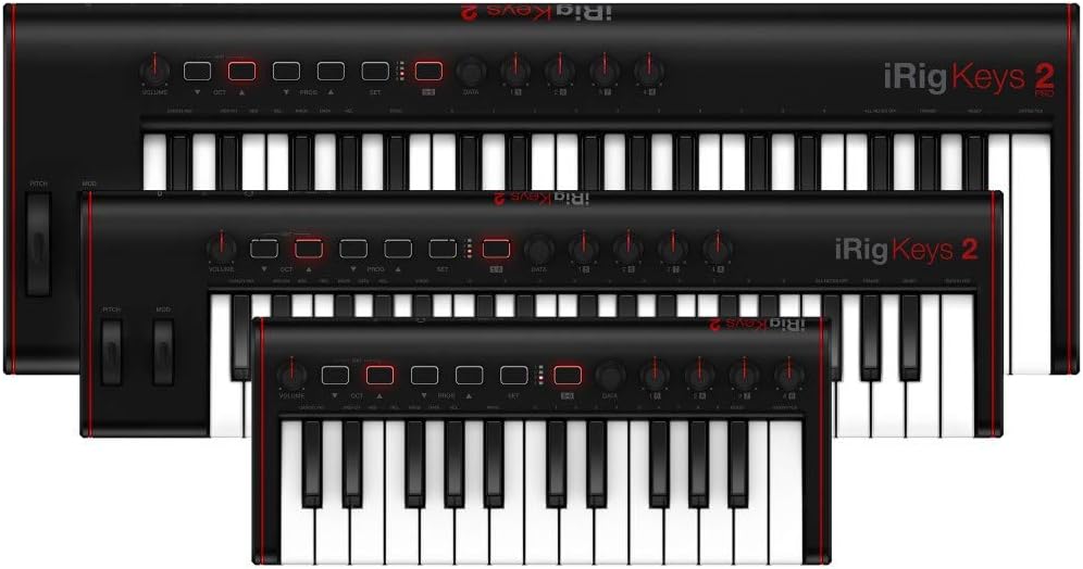 IK Multimedia iRig Keys 2 Mini portable keyboard MIDI controller with 25 velocity-sensitive synth-action mini keys and headphone output, for iPhone, iPad, Mac, PC, Android