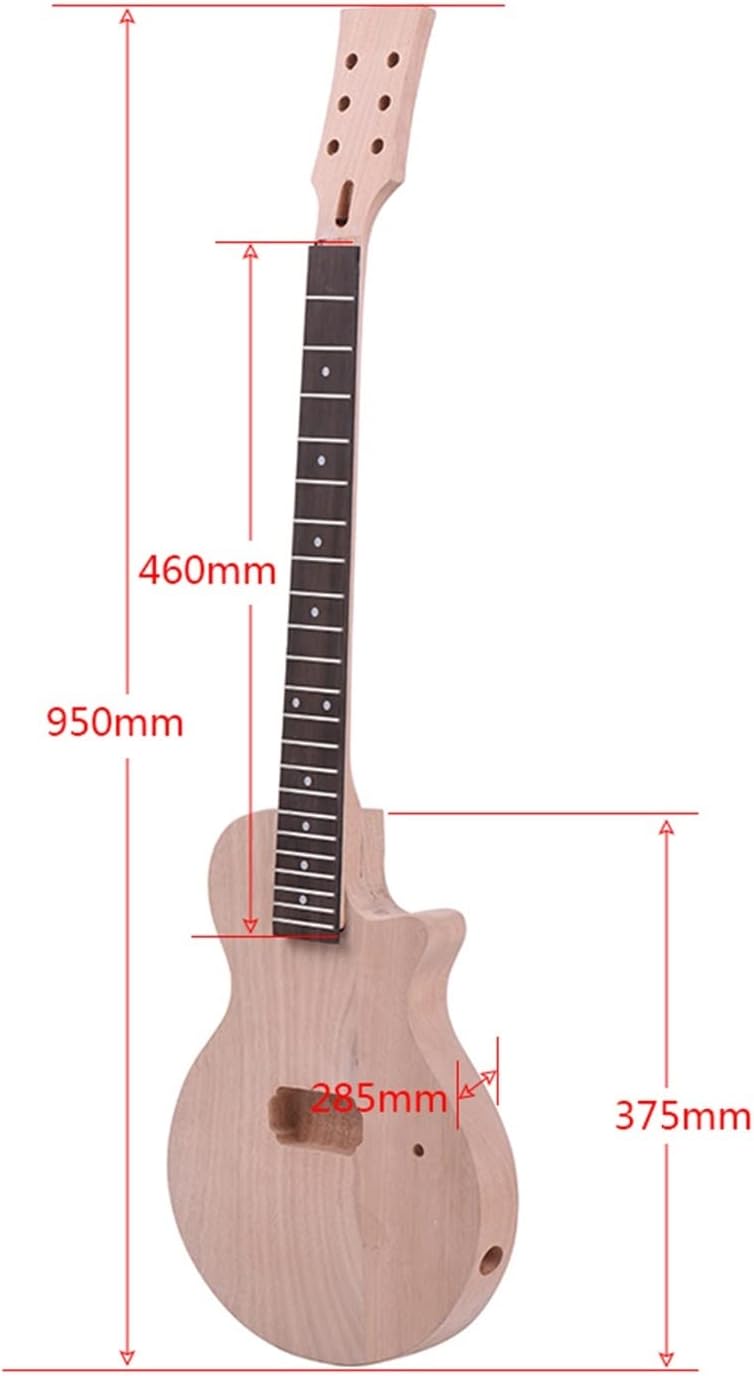 TSTS for LP Style Unfinished DIY Electric Guitar Kit Mahogany Body & Neck Rosewood Fingerboard Single Dual-Coil Pickup Unfinished Electric Guitar Kit