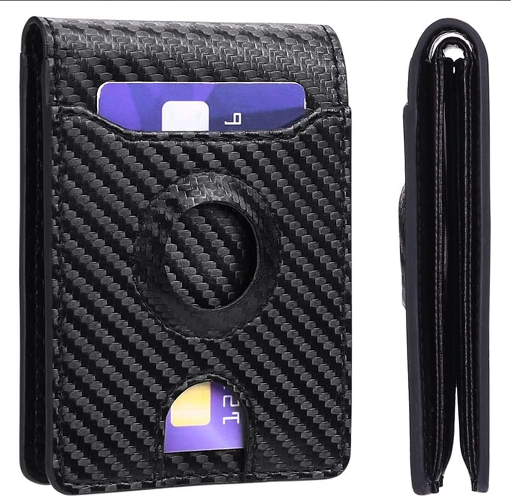 Men's Wallet Anti-Lost and Anti-Theft Card Holder RFID Slim Card Holder Mini Wallet Carbon Fiber Minimalism Money Clip (Color : E, Size : 11 * 8cm)