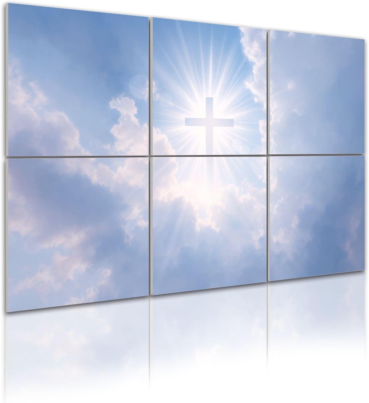 6 Pack Art Acoustic Panels Self Adhesive Christian cross appears bright sky Decorative Soundproof Wall Panels Sound Absorbing Panel 48