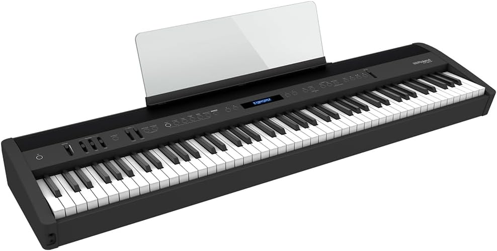 Roland FP-60X Digital Piano Black Bundle with Sustain Pedal & Polishing Cloth – Portable 88-Key Piano with SuperNATURAL Sound Engine, Bluetooth Connectivity & Built-In Stereo Speakers