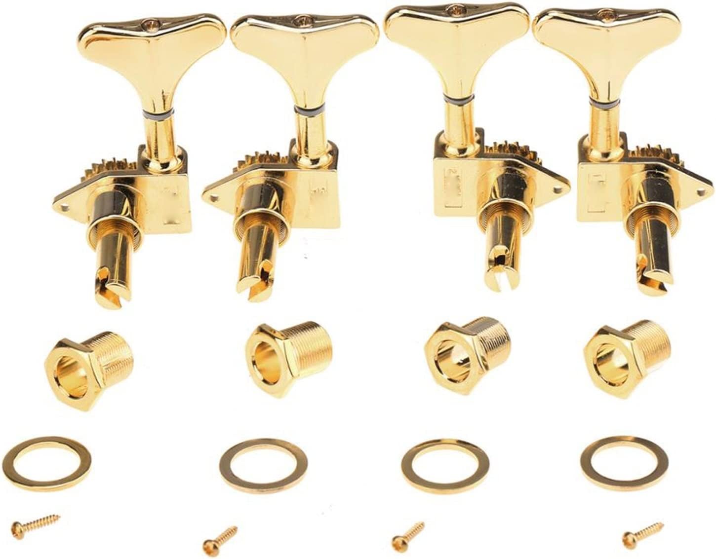 FLFL Guitar String Tuning Pegs Gold 2R2L 20:1 Ratio Bass Tuners Machine Heads Tuning Pegs Keys Set for Ibanez Style Electric Bass