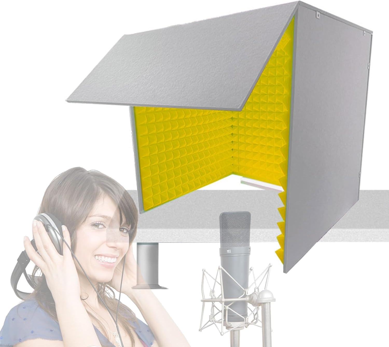 Portable Recording Studio, Desktop Soundproofing Enclosure, DIY Isolation Booth for Microphones (Yellow)