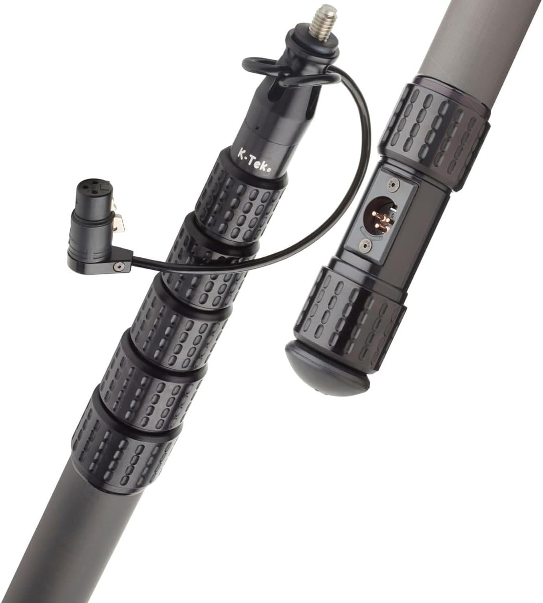 K-Tek KP9CCR 9' KlassicPro Graphite 6-Section Boompole with KPCK9 Internal XLR Coiled Cable and KPCCR Side Exit