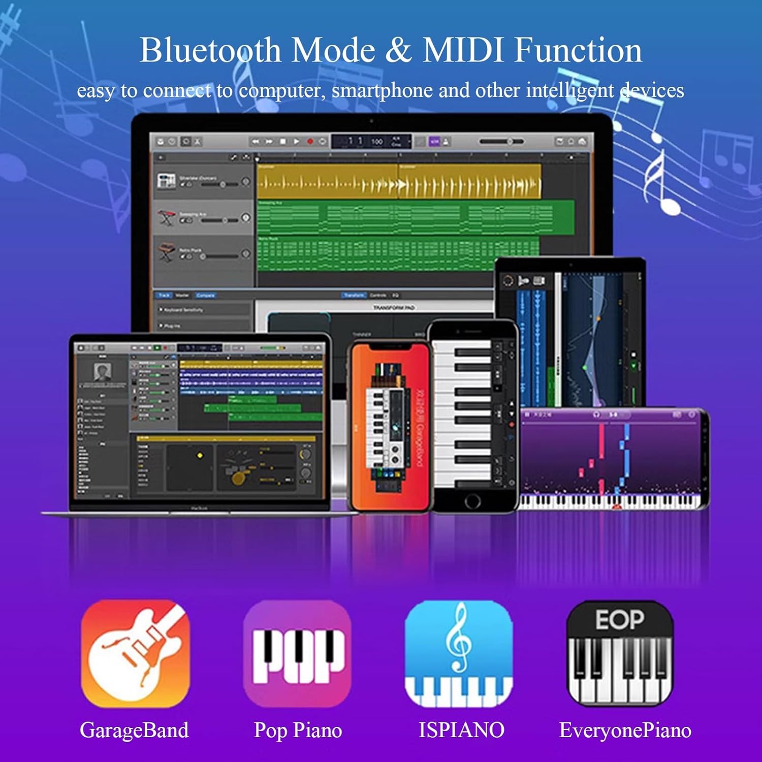 Piano Keyboard 88 Keys Beginner Digital Piano Velocity-Sensitive Keys Portable Electric Piano With Stand, Sustain Pedal, Carrying Bag And Music Sheet(Black)