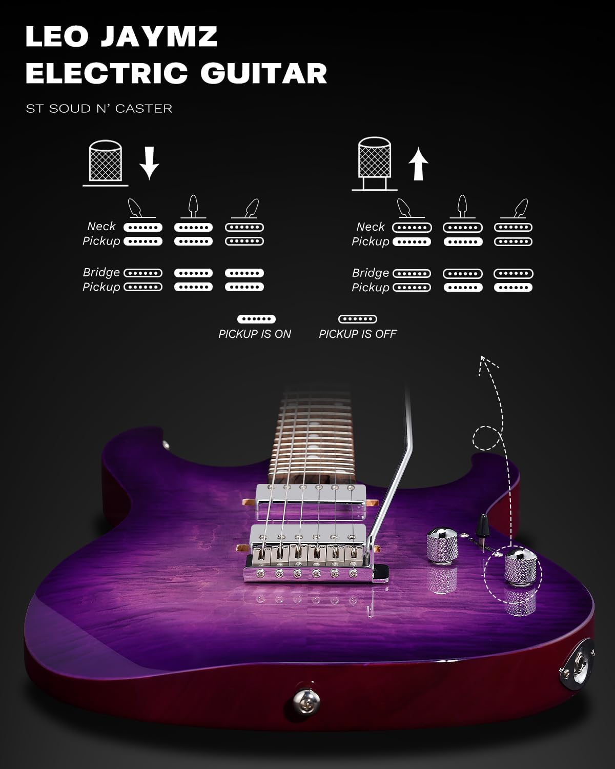 Leo Jaymz ST Pro Electric Guitar with Coil-Split, Roasted Maple Neck, Rosewood Fingerboard, Mahogany Body, Alnico 5 Pickups