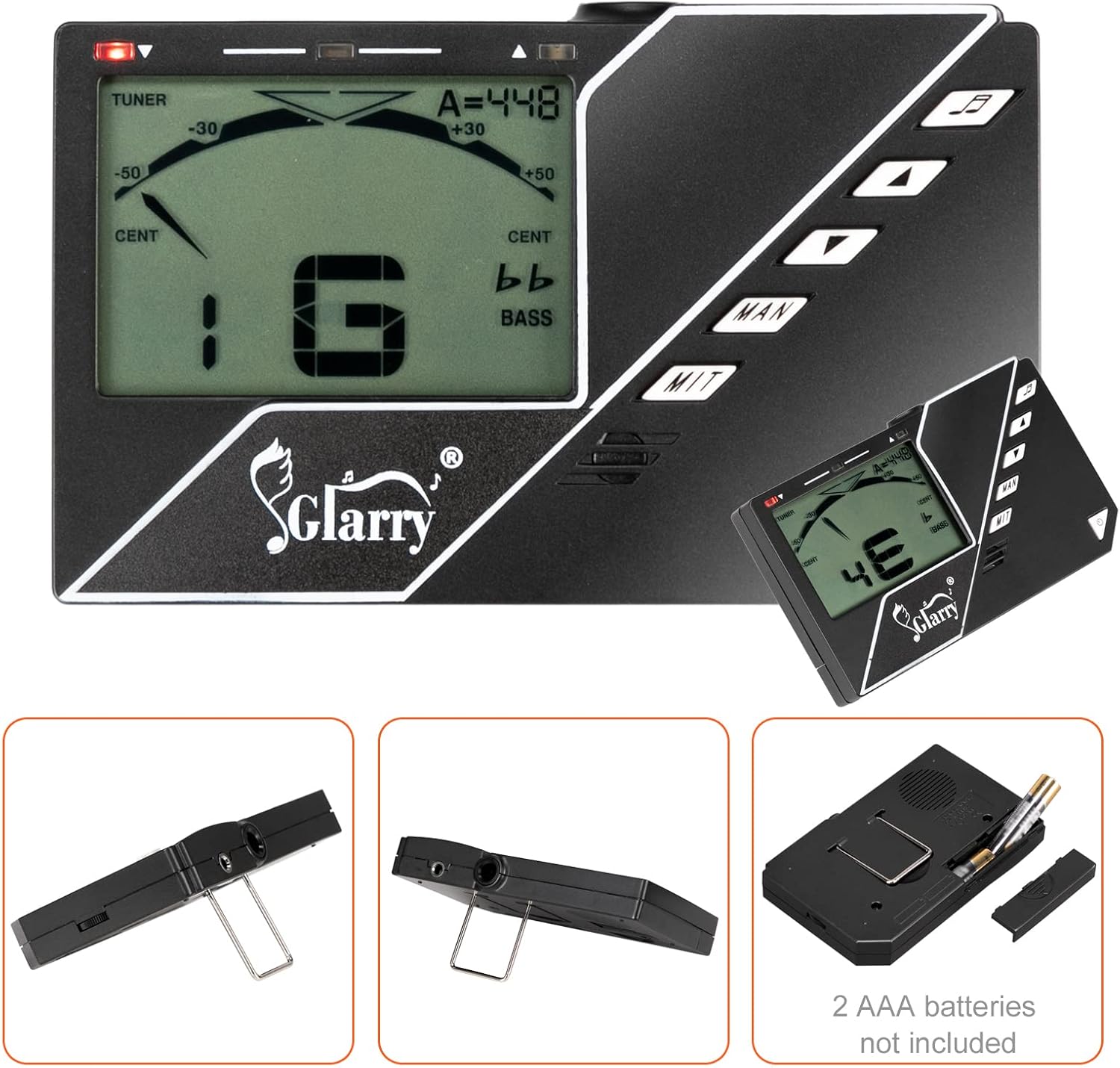 GLARRY Violin 4/4 Full Set- Solidwood Fiddle with Tuner Bow Case Shoulder Rest, Including Acoustic Violin Strings for Beginners Adults (Light)