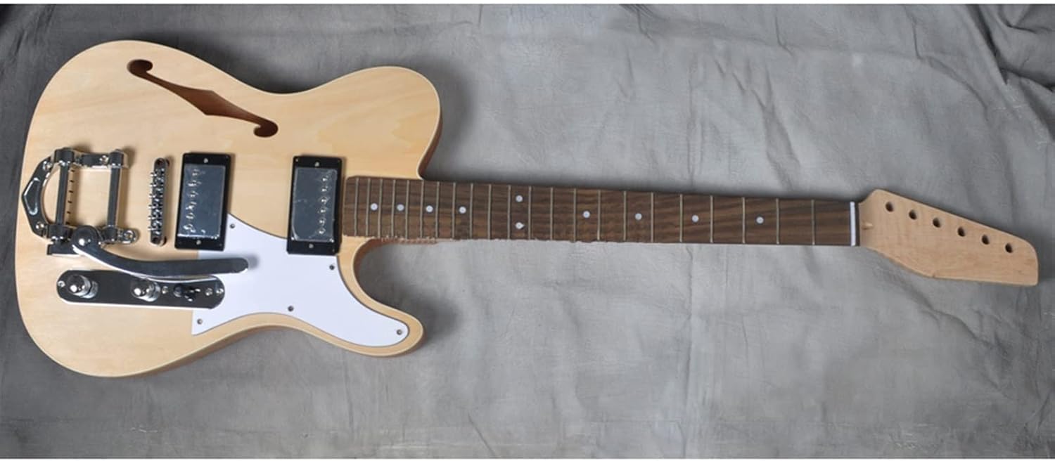 DIY Electric Guitar Kit Unfinished Semi-Hollow Mahogany Basswood Body DIY Electric Guitar Build Kit Mahogany