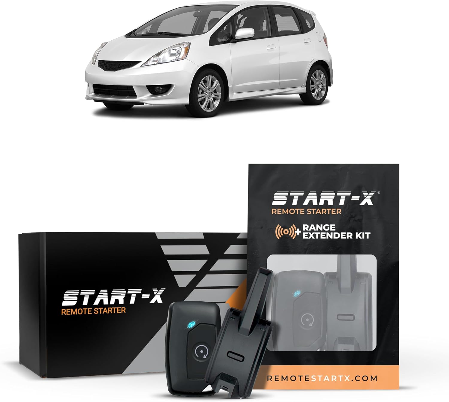 Start-X Remote Starter Kit + 2000ft 1 Way Range Extender for Honda Fit (2009, 2010, 2011, 2012, 2013, 2014) Vehicles with Key Ignition
