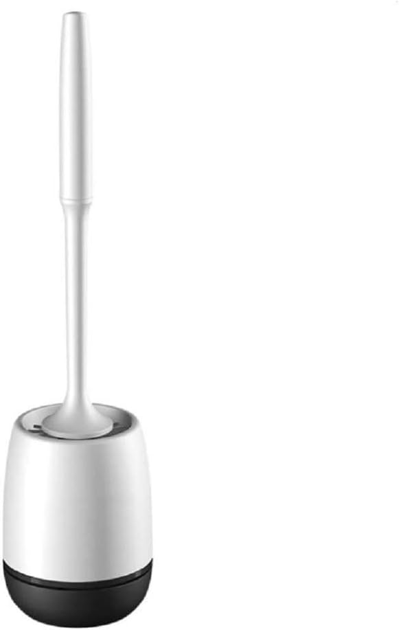 White Toilet Brush and Holder Set, Silicone Bathroom Toilet Bowl Brush Set, No Scratch Soft Toilet Cleaner Brush