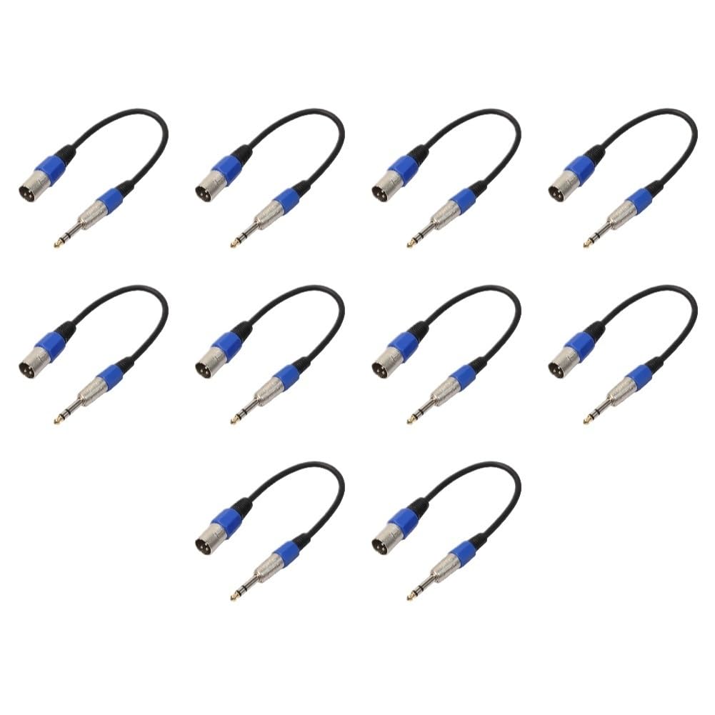 3P XLR Male Ja-ck to 1/4 6.35mm Female Plug Stereo Microphone Adapter Cable(10PCS)