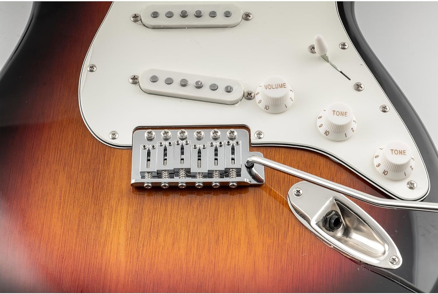 Musiclily Ultra 56mm (2-7/32 inch) American Vintage Style 6-Screw ST Tremolo Bridge with Modern Brass Saddles 42mm Solid Brass Block Push-In Arm for Strat Style Electric Guitar, Chrome