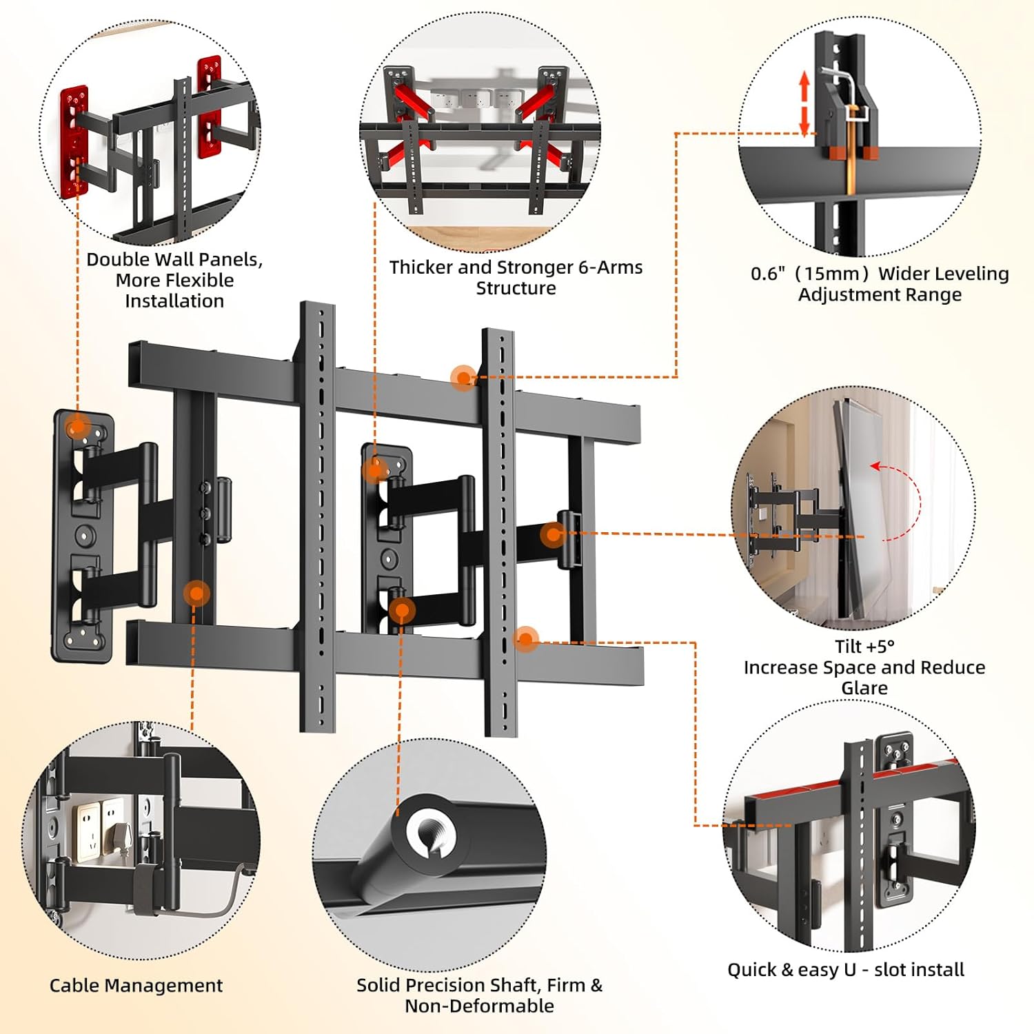 98 86 85 77 75 inch TV Wall Mount,Full Motion Corner TV Bracket for 37-100