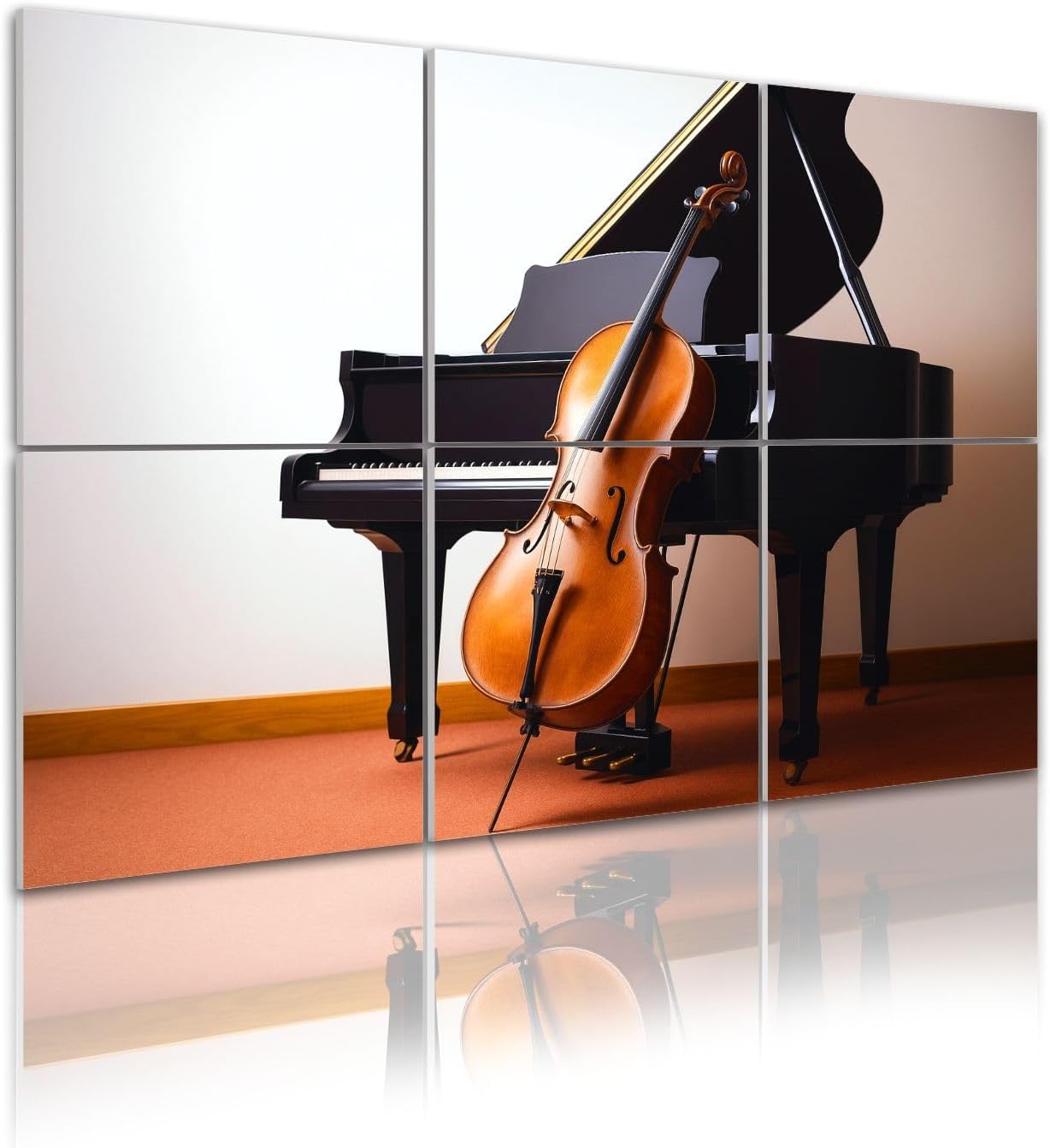 6 Pack Art Acoustic Panels Cello piano representing classical music Sound Absorbing Panel 48