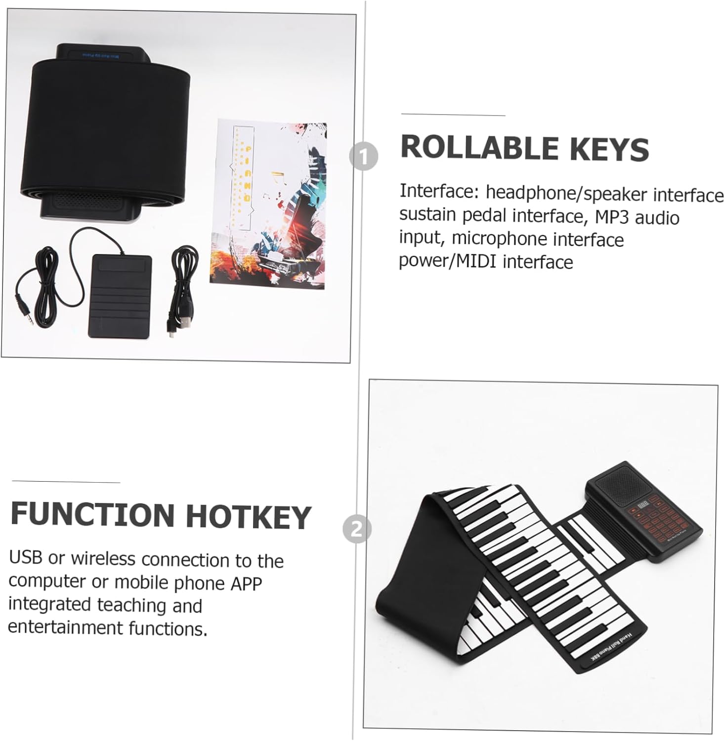 KESYOO Keys Foldable Piano for Boys and Girls Midi Keyboard Piano Drum Rechargeable Hand Rolled Weighted Keyboard Ages