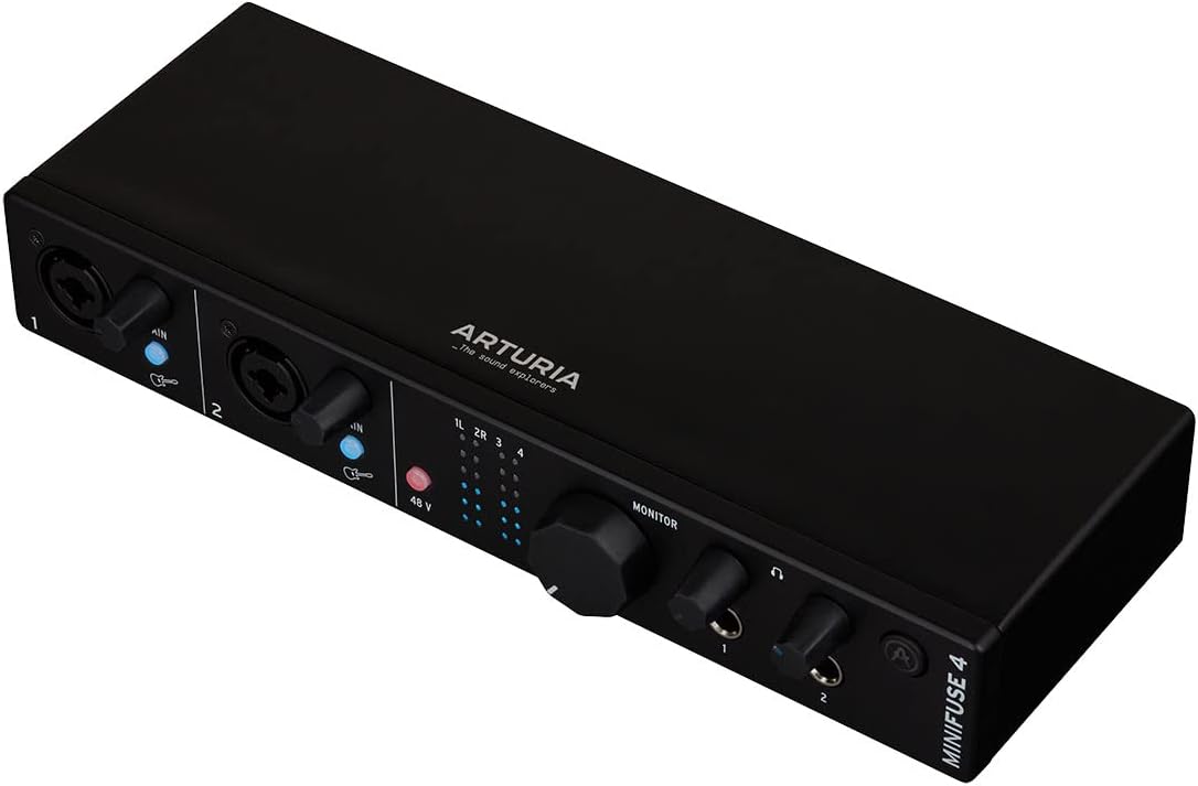 ARTURIA Artria 4-in-4 Out Audio & MIDI Interface with MiniFuse 4 Music Production Software - Black