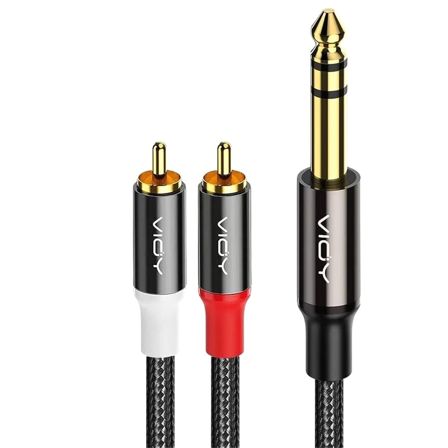 RCA to 6.35mm Audio Cable Heavy Duty 1/4 Inch TRS Jack to 2RCA Stereo Y Splitter Adapter Cable for Speaker AV Receiver Amplifier(8m)