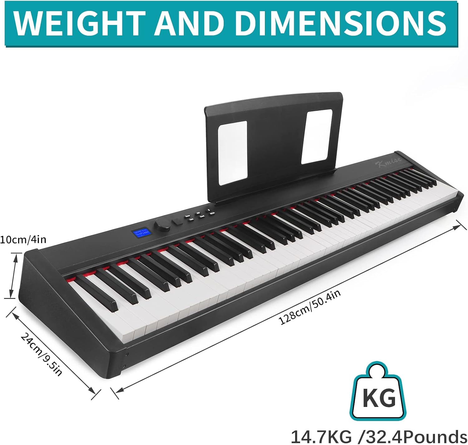 88 Key Weighted Keyboard Piano,Kmise Full Size Heavy Hammer Action Key Digital Piano with Music Stand Pedal MIDI Connecting for Professional Beginner