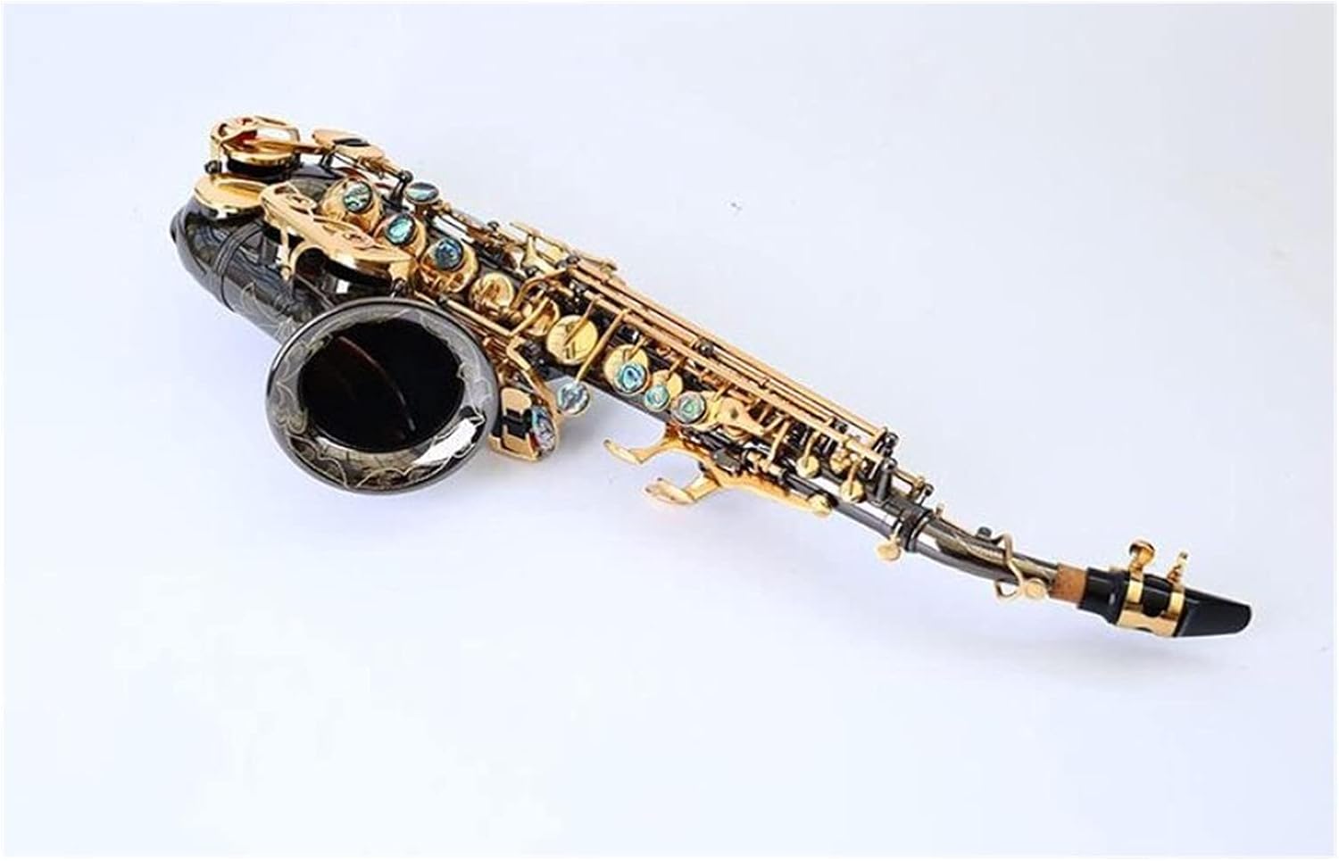 Brass Black Nickel Gold Key Carve Pattern Bb Bend Althorn Soprano Saxophone Abalone Button Buttons Wind Instrument with Case Student Saxophone