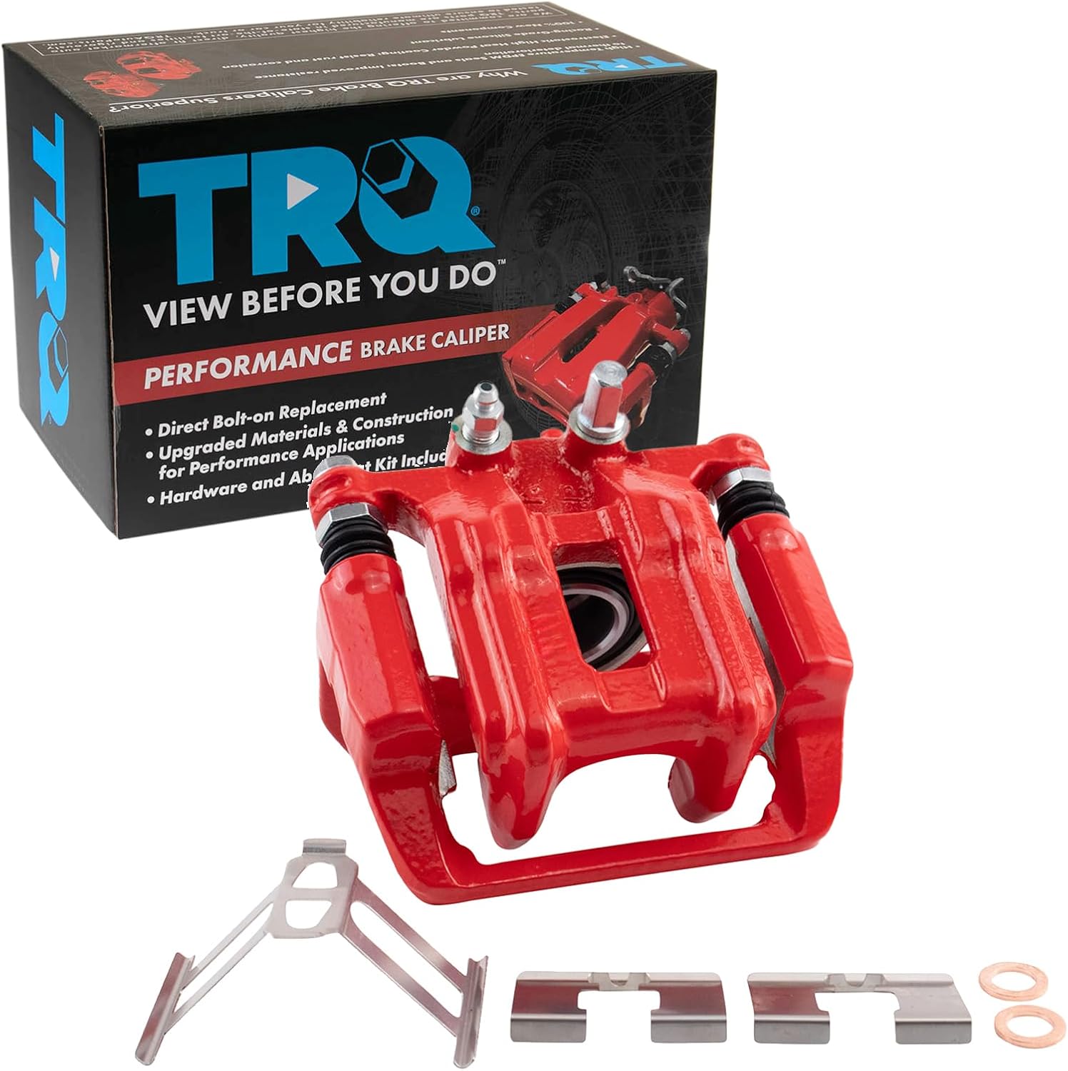 TRQ Rear Left Brake Caliper w/Bracket Performance Red Drivers Side Compatible with 2007-2012 Acura RDX 2010-2011 Honda Accord Crosstour 2007-2011 CR-V