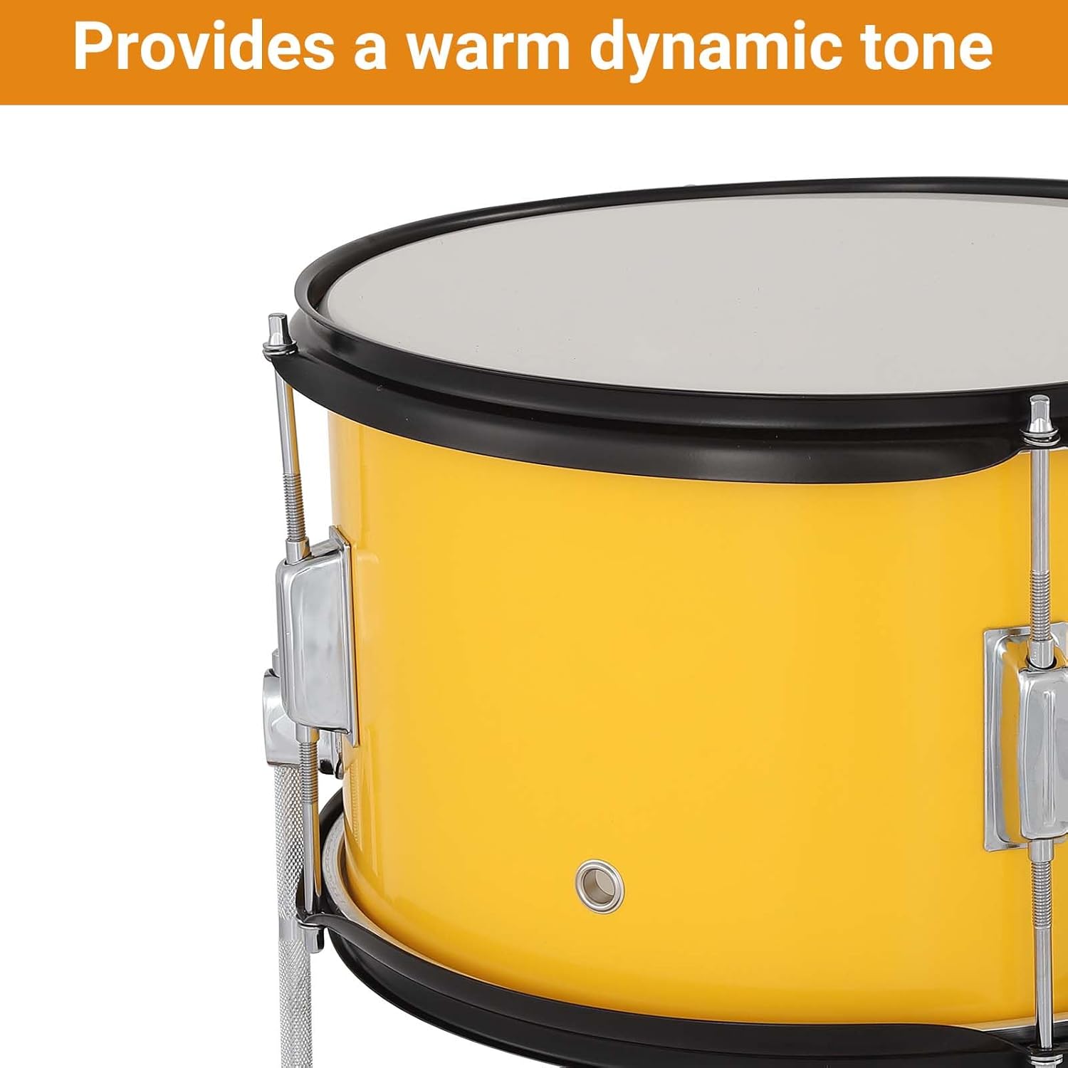 Senfot Drum Set for Musical Instruments, AD-300 Five Piece Drums with Bass Drum, Tom-Tom, Snare, Cymbals, Hi-Tone Drum, Sticks, Base Pedal and Stool, Beginner Set (Yellow, 5-Piece)