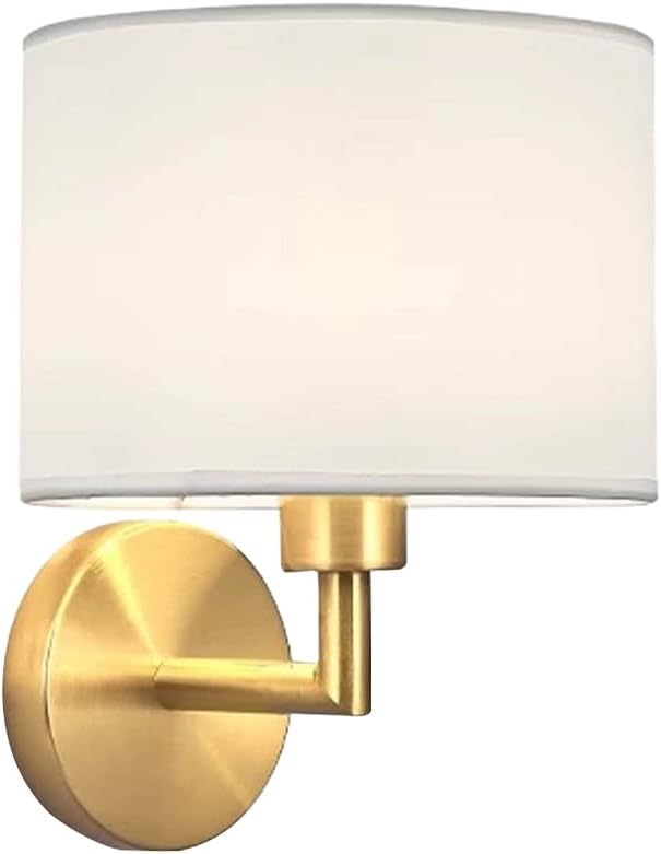 Drum Fabric Wall Sconces, Vintage Industrial Hardwired Boho Wall Sconce Bedside Light with Drum Shade, Rustic Indoor Wall Mount Light Fixtures for Dining Room Living Room Bedroom Hallway