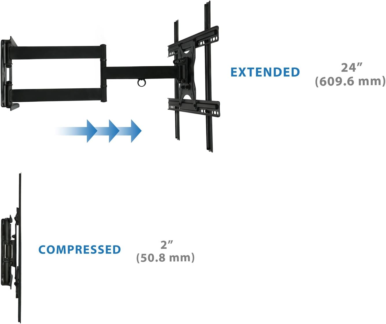Mount-It! Full Motion Articulating TV Wall Mount Bracket for 32-70” Plasma, LED, LCD Flat Screens up to 100 Pounds and 600x400 VESA, Tilt, Swivel, Extend, Compress