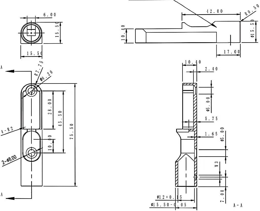 Guyker 4 Pieces Single String Fan Bass Bridge - Headless Fixed Fanned Bridges for Electric Bass GB100, Black