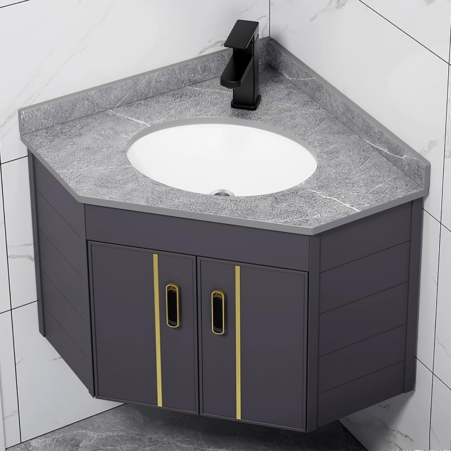 Corner Bathroom Sink Corner Wall Mount Bathroom Sink Small Corner Bathroom Cabinet Vanity With Sink Floating Vanity Bathroom Narrow Depth Vanities Lavamanos de Baño Modernos with Storage Space