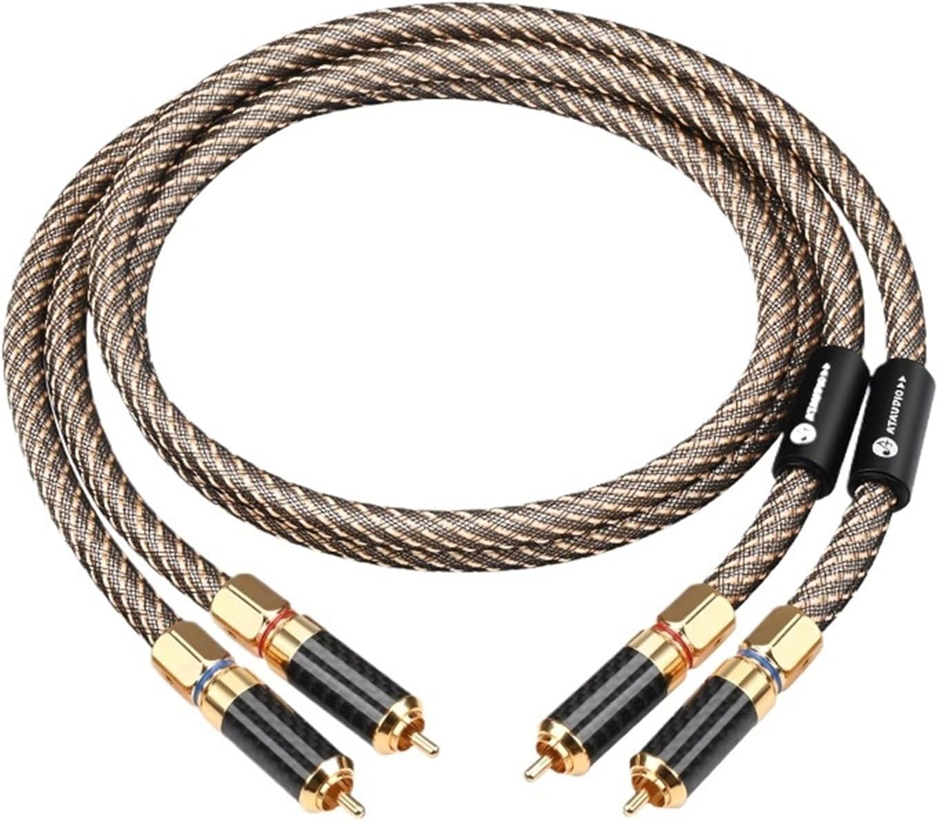 One Pair RCA Audio Cable OFC Silver Plated 2RCA to 2RCA Male to Male Connector Cable for Speaker Amplifier(0.5m)