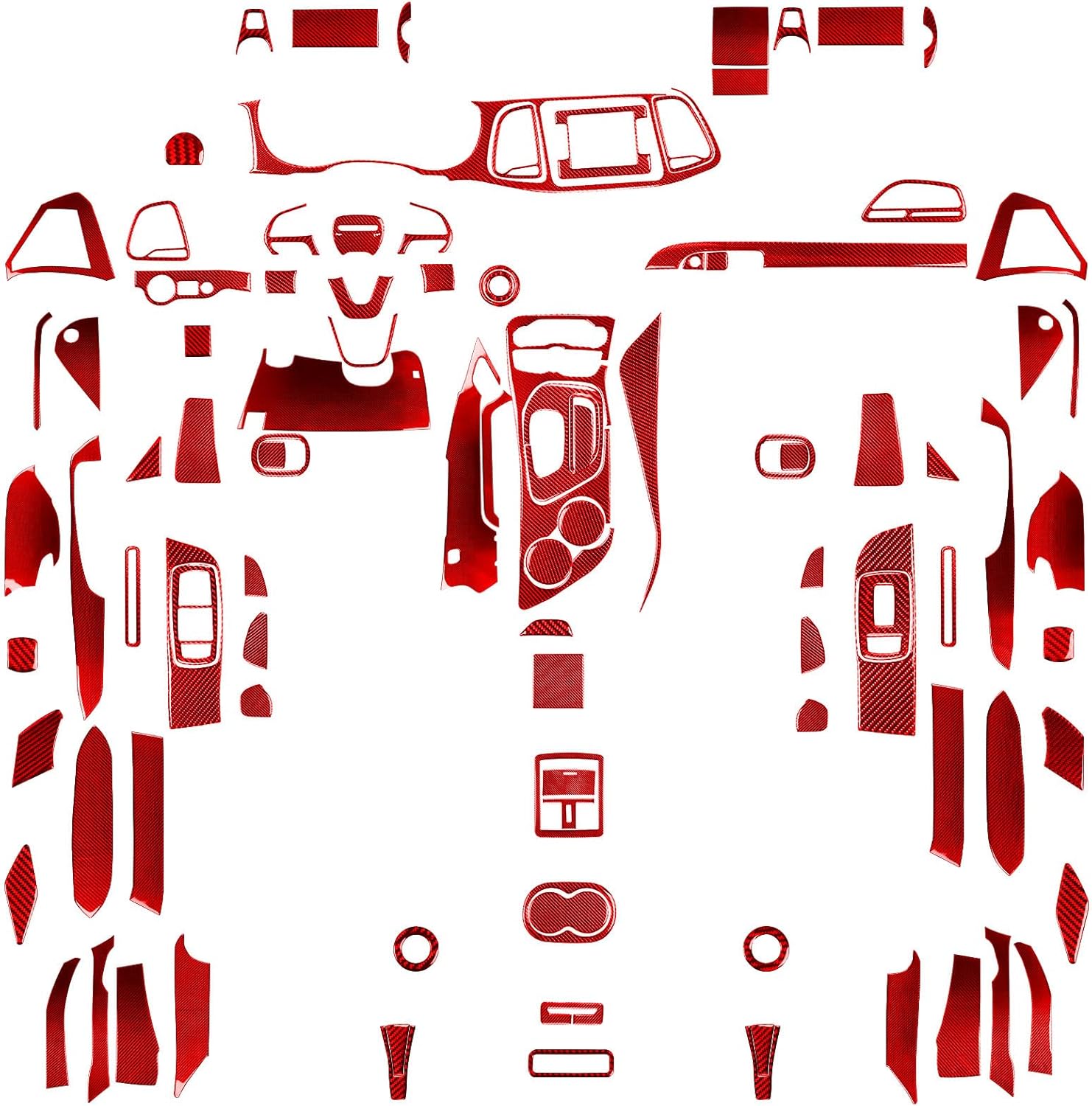 Red Car Full Set Air Outlets Central Console Dashboard Decals Accessories Interior Trim Stickers Compatible with Dodge Challenger 2015 2016 2017 2018 2019 2020 2022 2023 Real Carbon Fiber