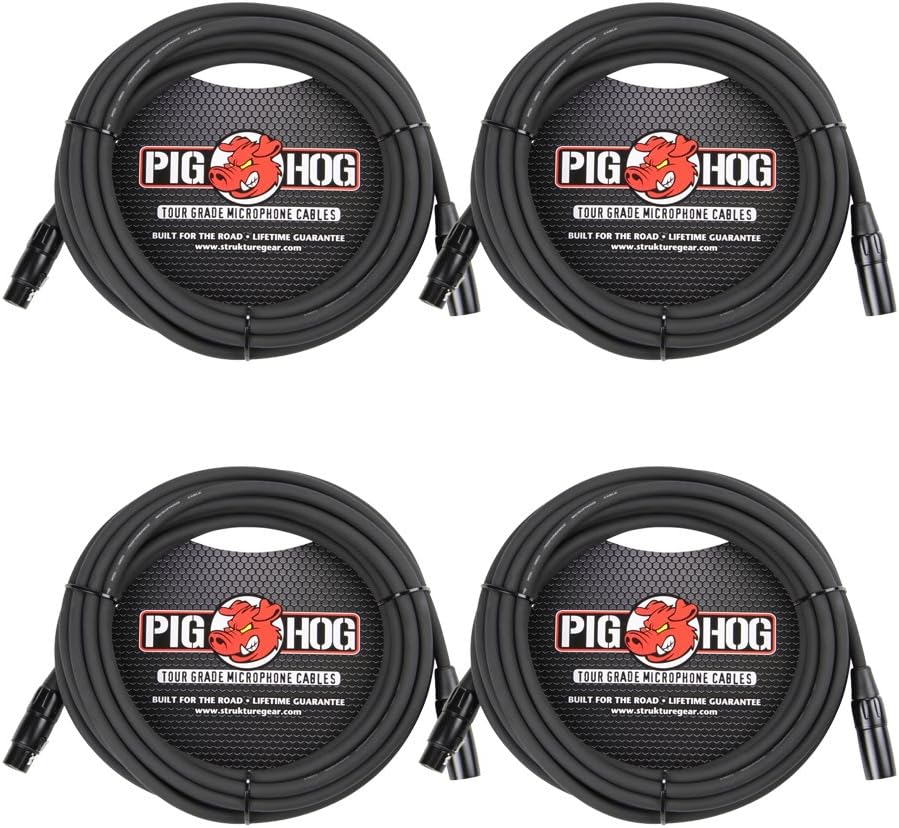 Pig Hog Series 20' XLR Microphone Cables 4-Pack