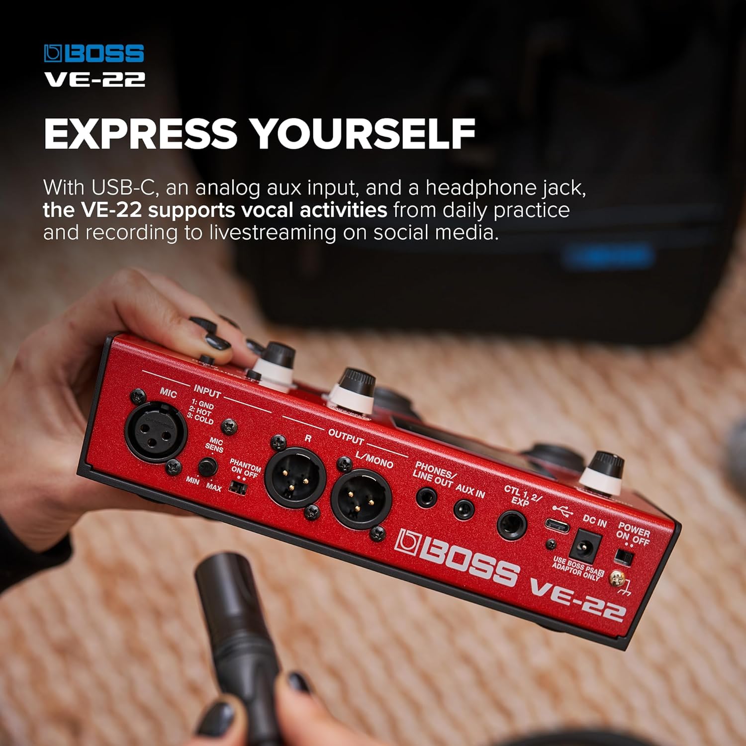 BOSS VE-22 Vocal Performer | Advanced Multi-Effects Processor for Singers | Powerful Harmony & Doubling Functions | Auto Pitch Correction | Ideal for Stage Performance, Recording, Livestreaming & More