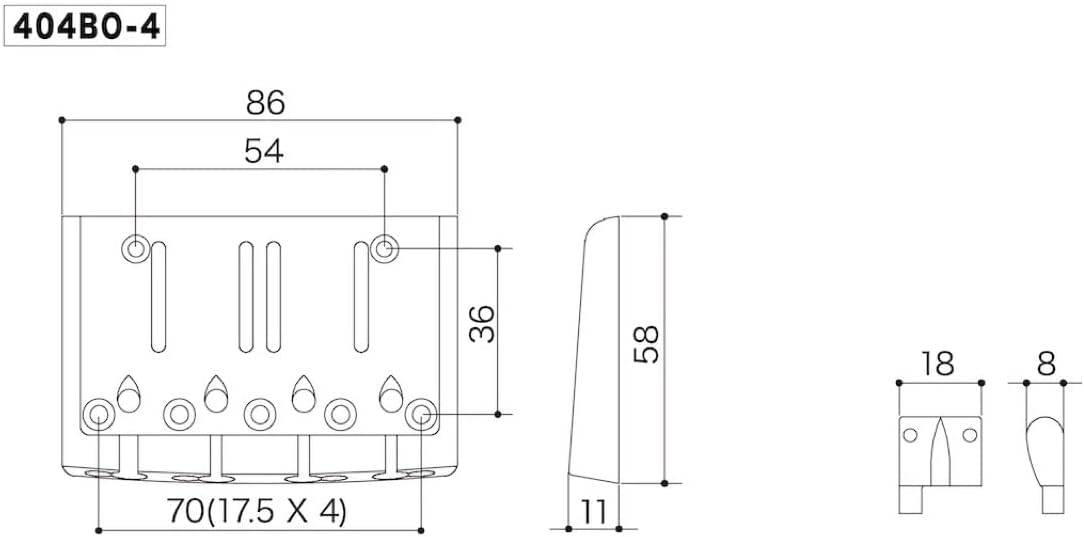 Gotoh Multi-Tonal Series Bass Bridge - 4 Strings - Chrome - 404BO-4CS