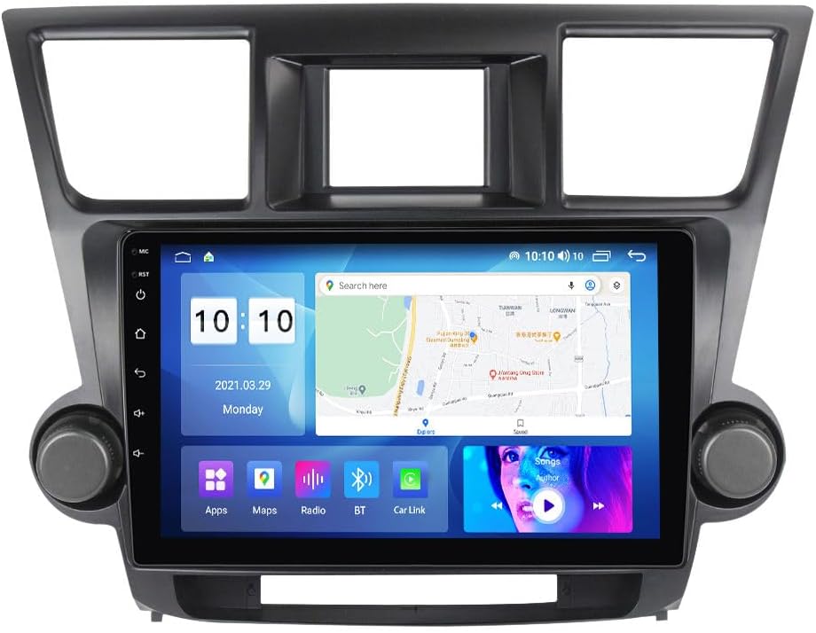 Android Car Stereo for Toyota Highlander 2007-2013,10 inch IPS Touchscreen with Upgrade Wireless CarPlay & Android Auto,WiFi/GPS,Support SWC and Subwoofer,4-Core 1+32G