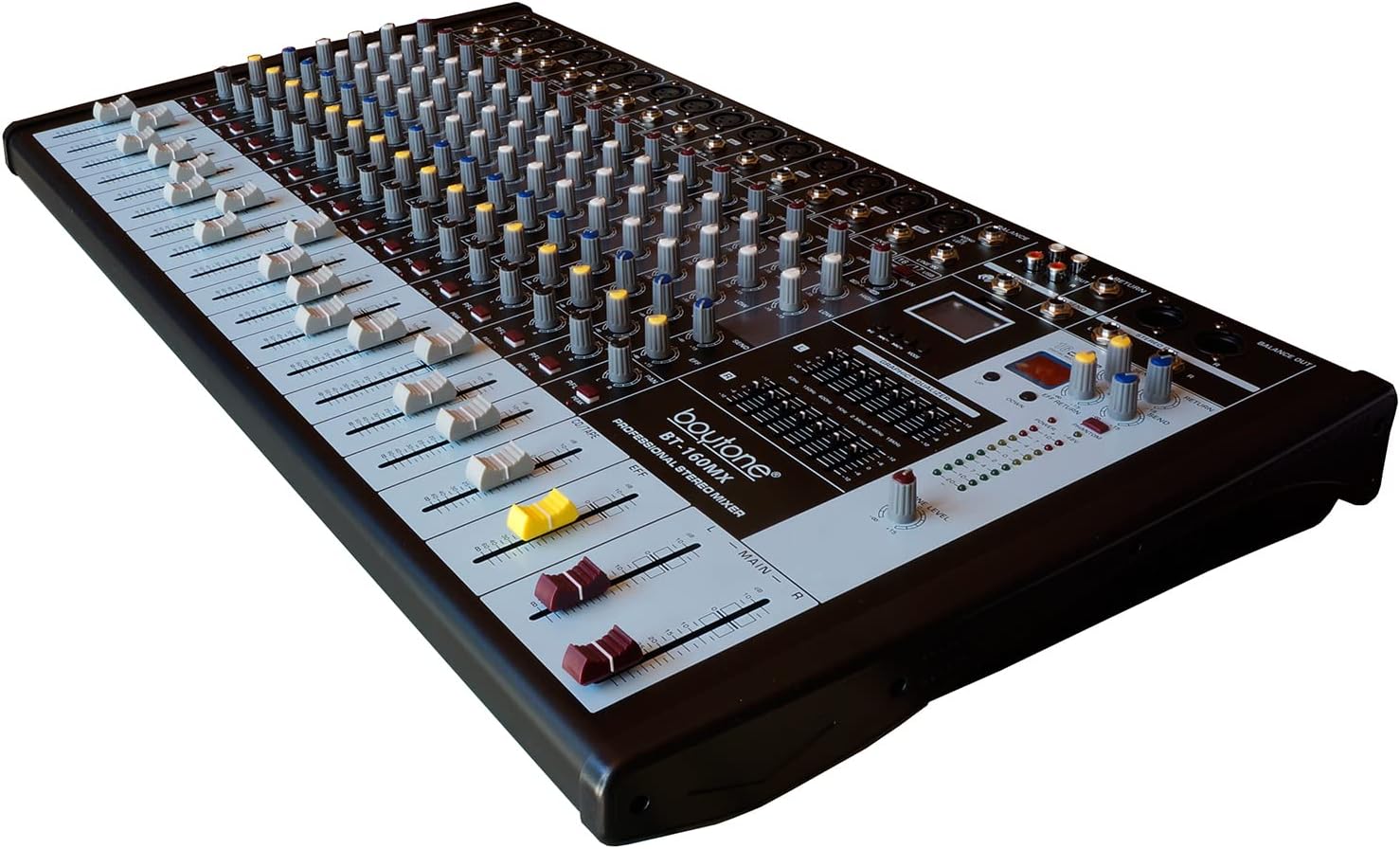 Boytone 12-Channel Professional Bluetooth Audio Mixer, PC Recording, 16 DSP Effects, 48V Phantom Power, 11 Mic Jack, DJ Stereo Input Soundboard Studio Controller, 14 Band EQ, RCA, Unpowered (BT-122MX)